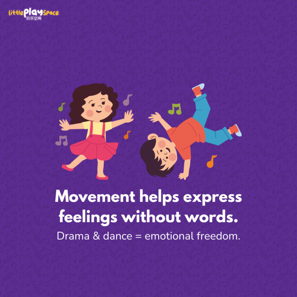 Movement helps express feelings without words.
Drama & dance = emotional freedom.