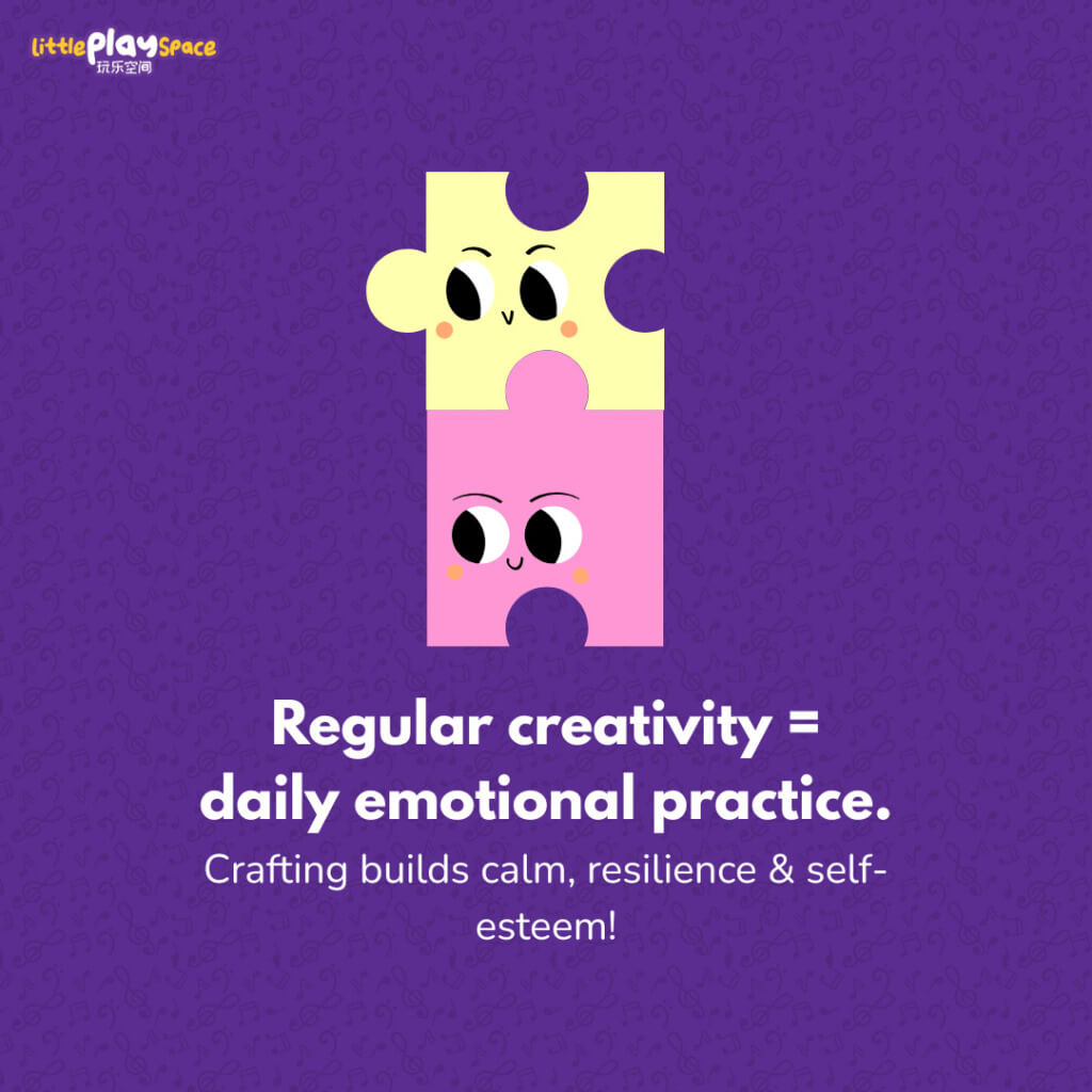 Regular creativity = daily emotional practice.
Crafting builds calm, resilience & self-esteem!