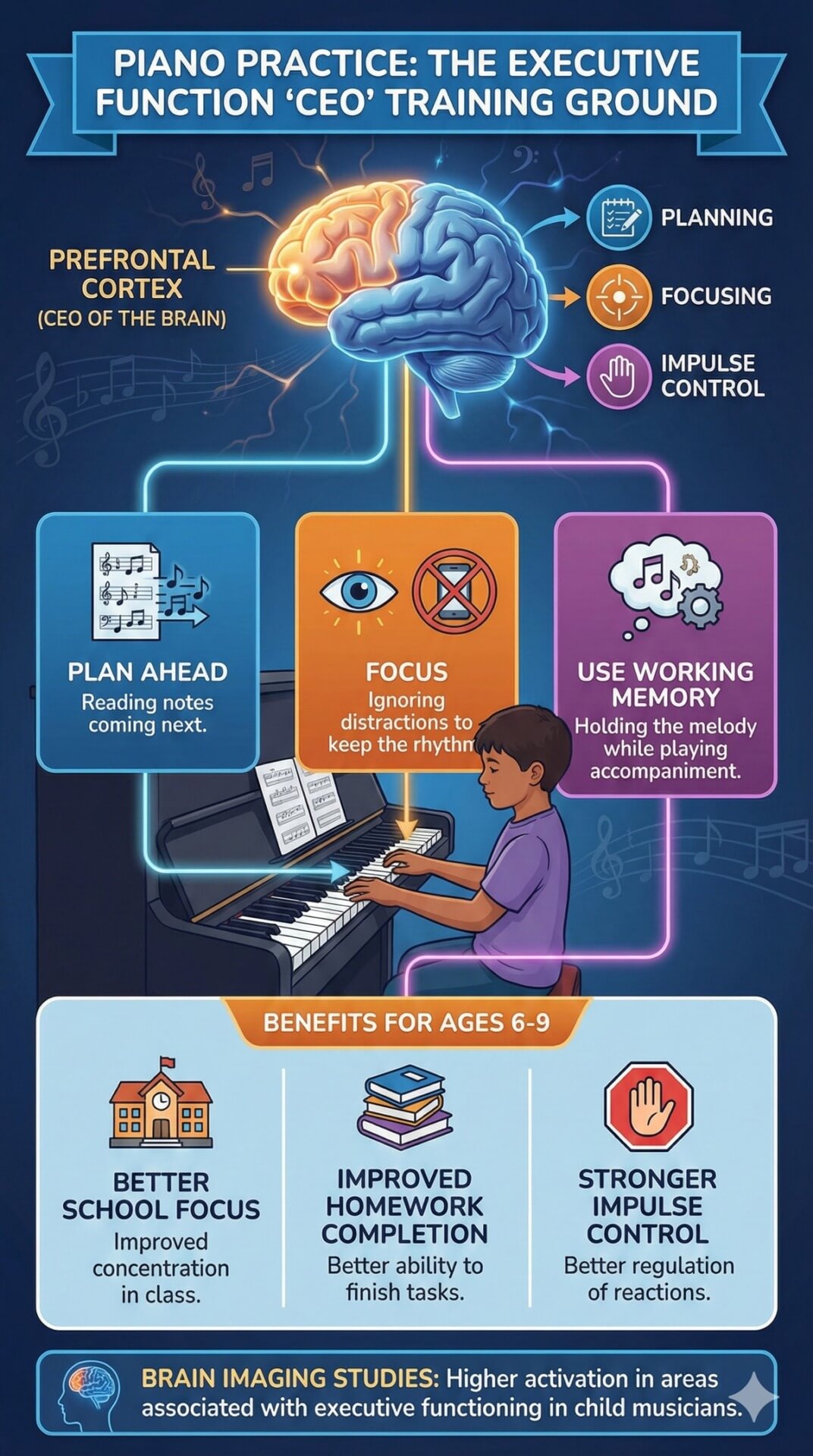 boosts executive function & attention span