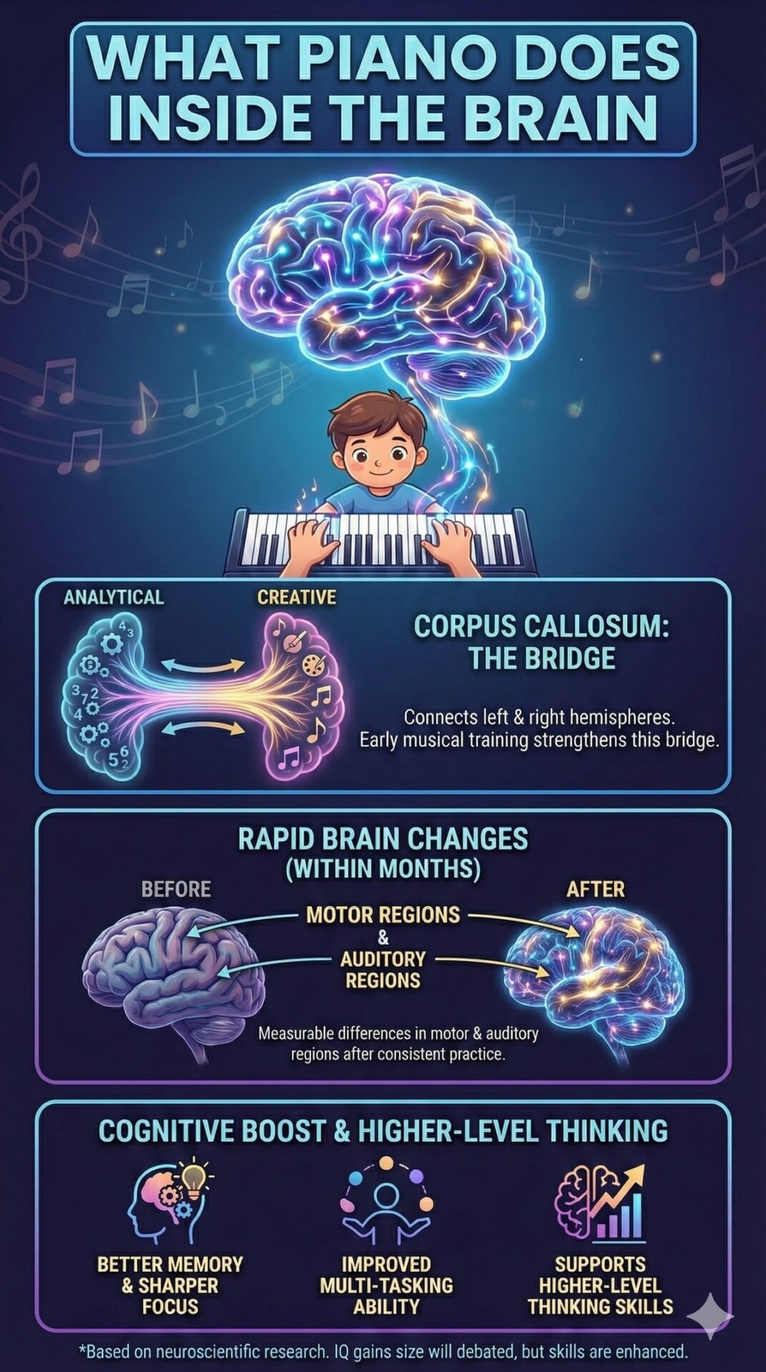 what piano does inside the brain